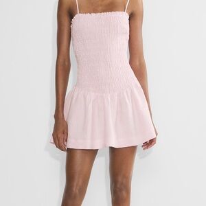 Aritzia Pink Smocked Mini Dress